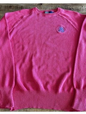 Polo Ralph Lauren Men's Crewneck Sweater in Pink with Embroidered Logo